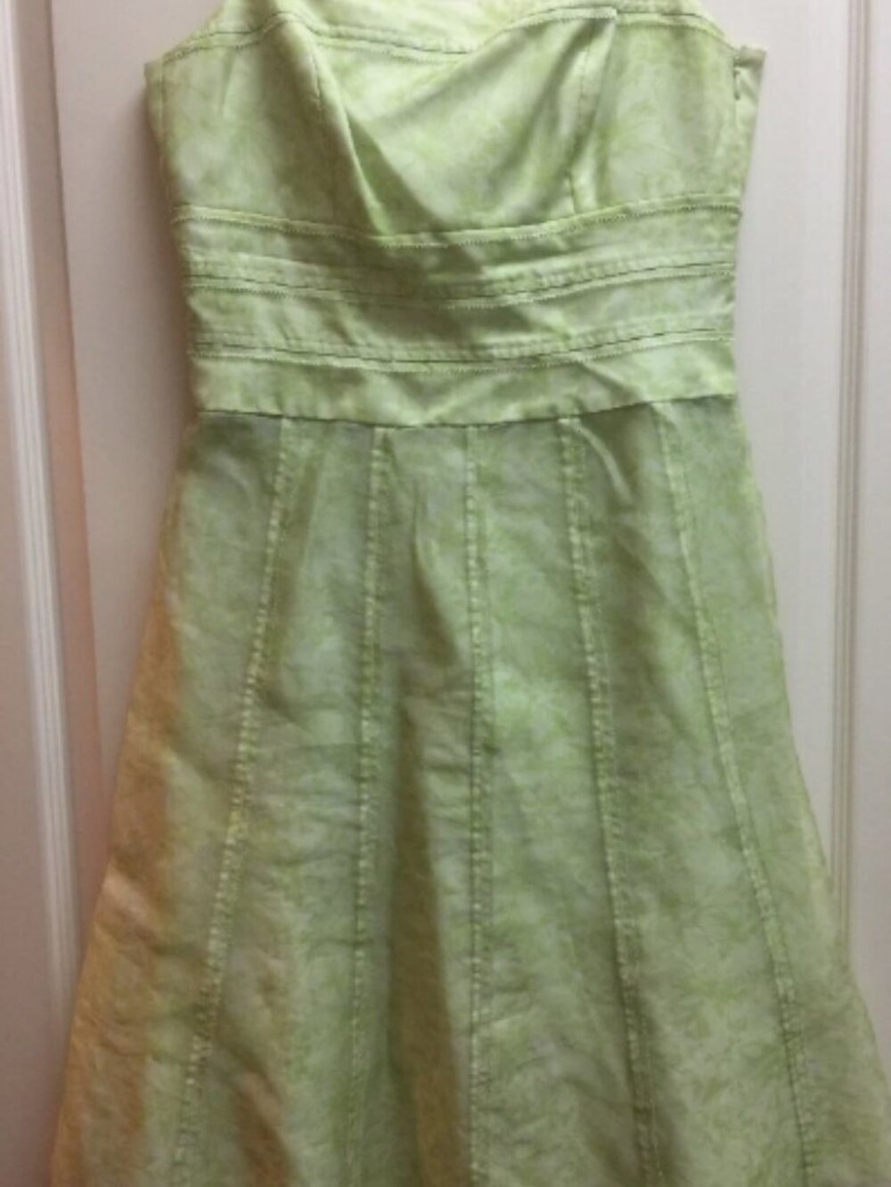 Lime Green Silk Floral Dress Size 4 Spaghetti Straps